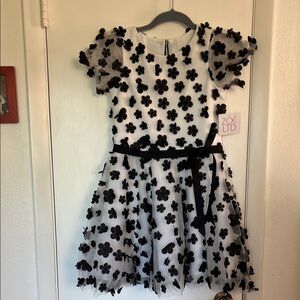 Zoe Ltd White & Black Flare Puff Sleeve Dress Sz 12